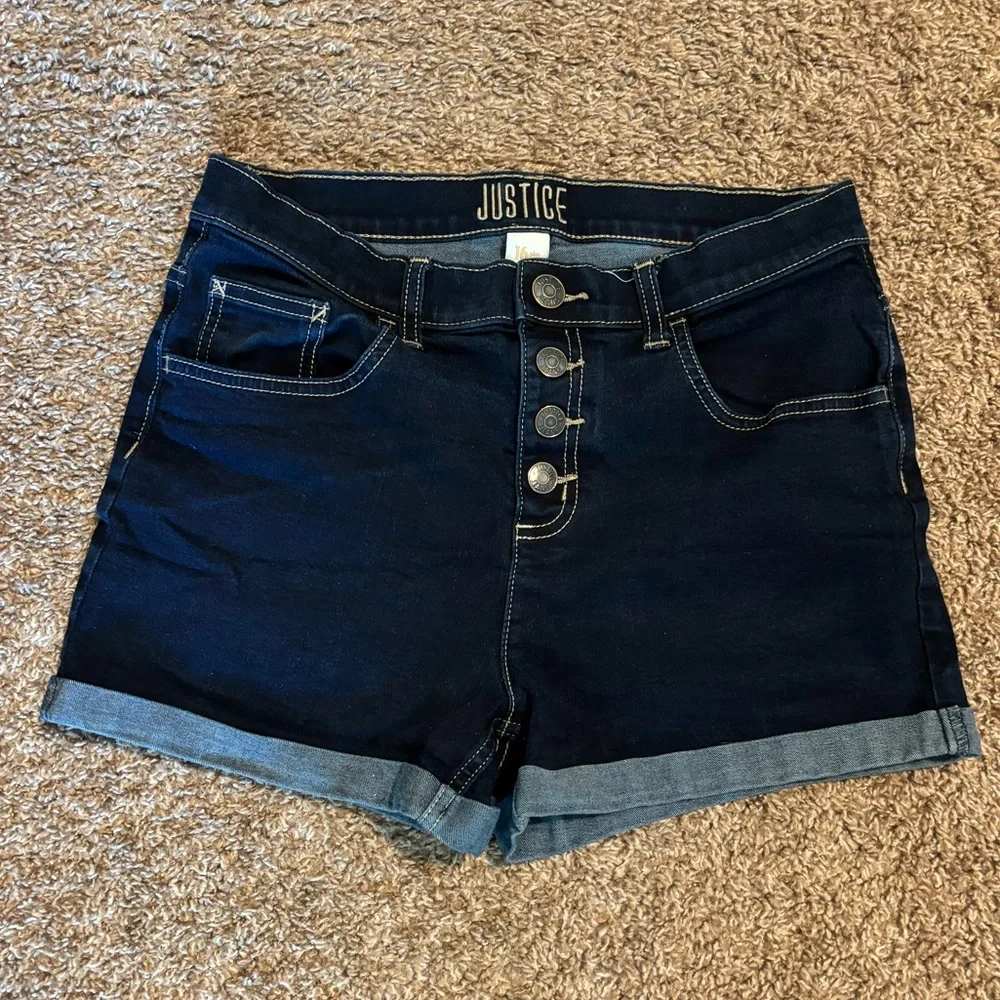 Girl’s Justice Dark Blue Denim Shorts Size 16P